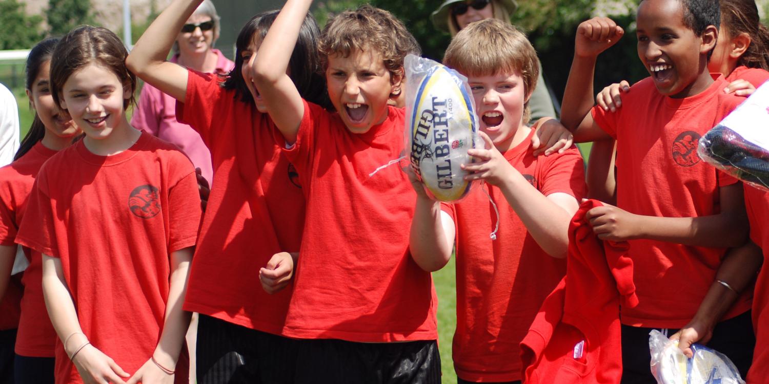 Children celebrate win