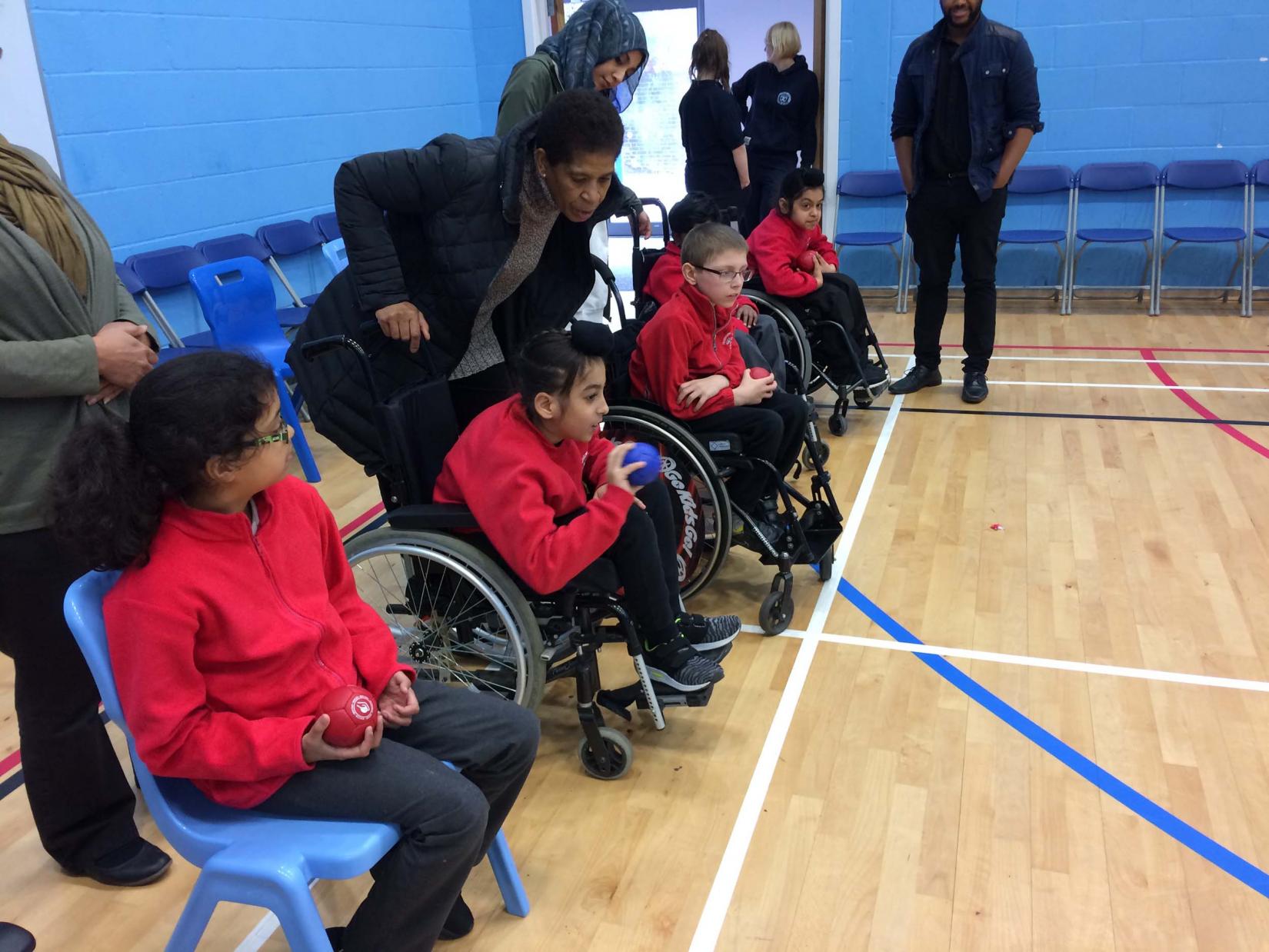 Children play boccia